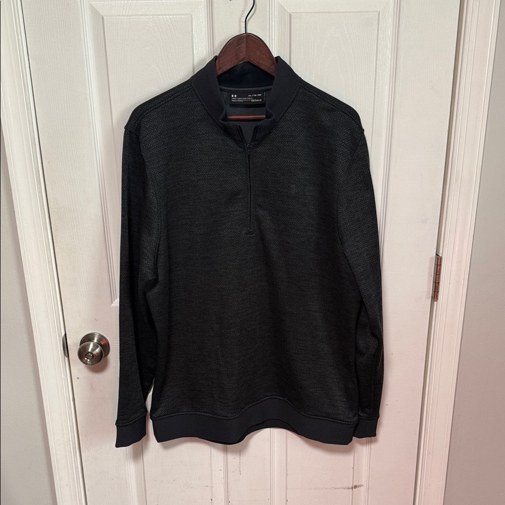 Men's XL Under Armour Coldgear Black Patterned Quarter-Zip Sweater